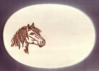 Frühstücksbrett Oval 18 x 26 x 1,5 Pferde Motiv Ponykopf